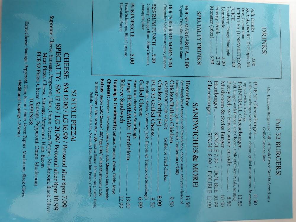 Pub 52 Menu image 2